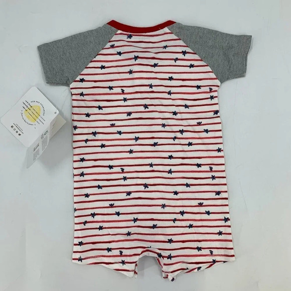 Burt's‎ Bee Baby Stars N Stripes Organic Baby Henley Romper Size 3-6M NWT - Picture 3 of 10